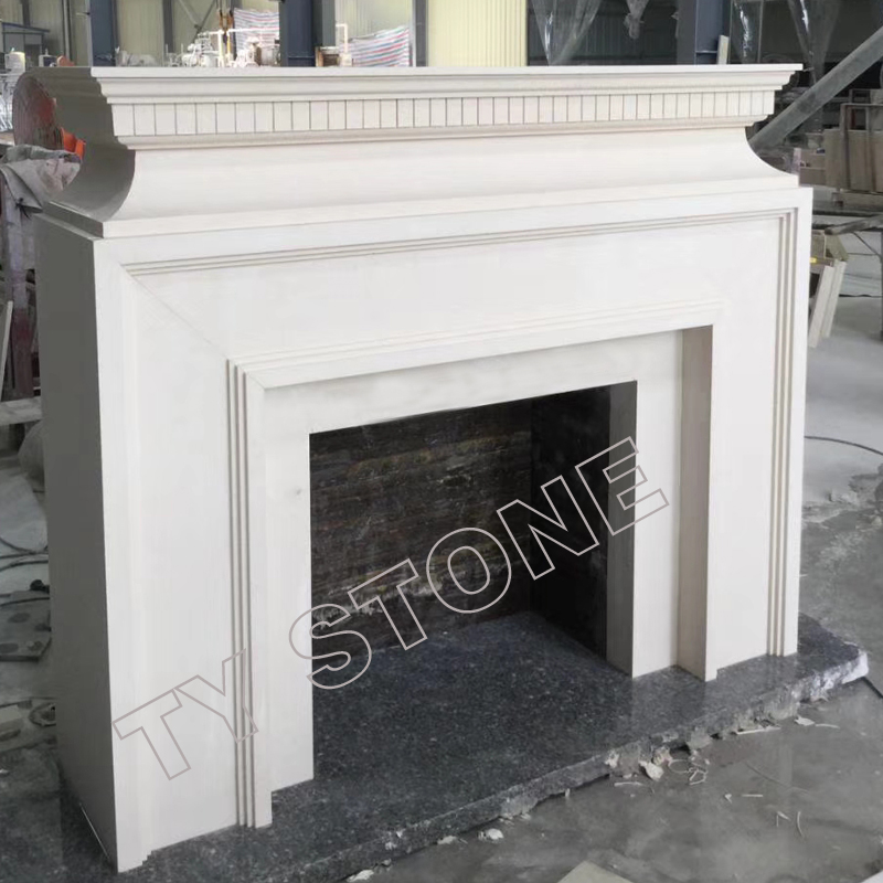 White limestone Fireplace Mantel
